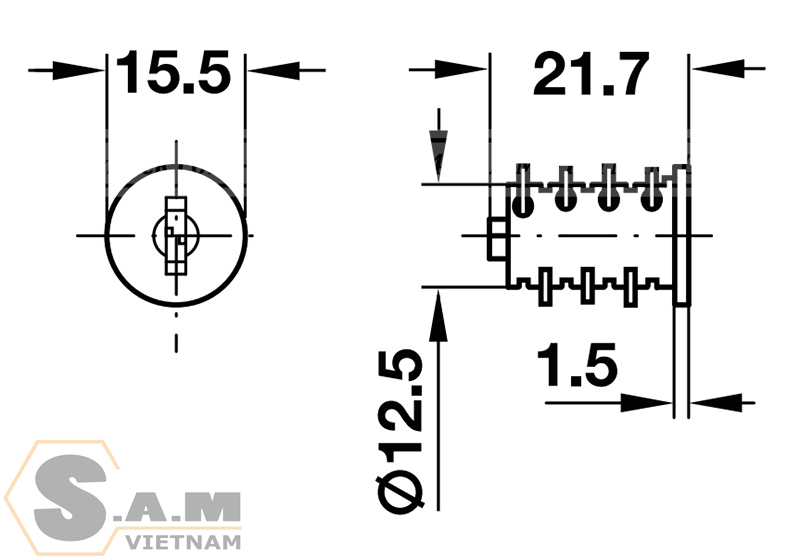 Ruột khóa tủ SYMO 3000 HAFELE 210.40.600