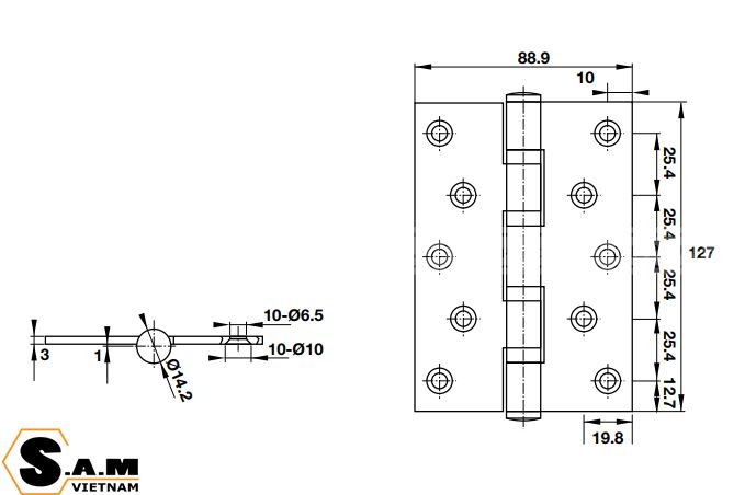 Bản lề lá Hafele 926.20.122 127x89x3mm