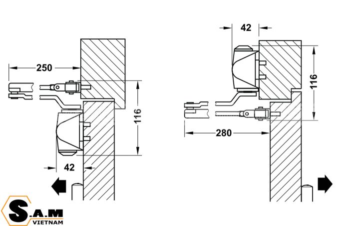 Cùi chỏ hơi không giữ cửa Hafele 931.84.229 DCL 110 EN2-3