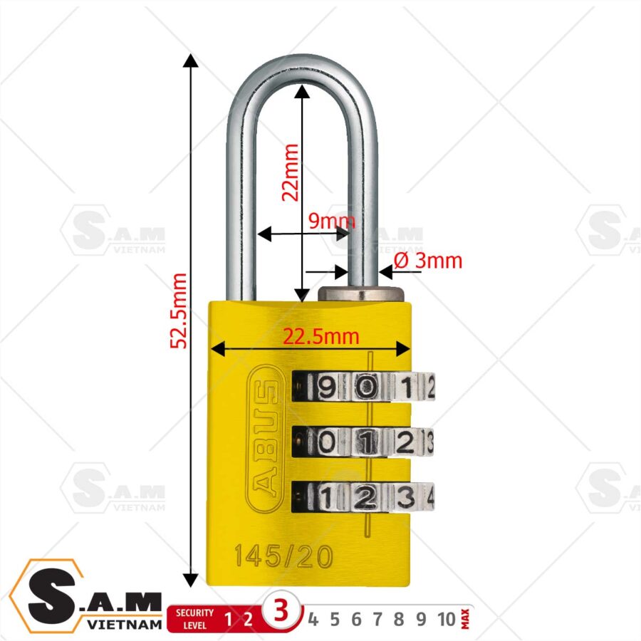 Kích thước khóa móc số Abus 145/20