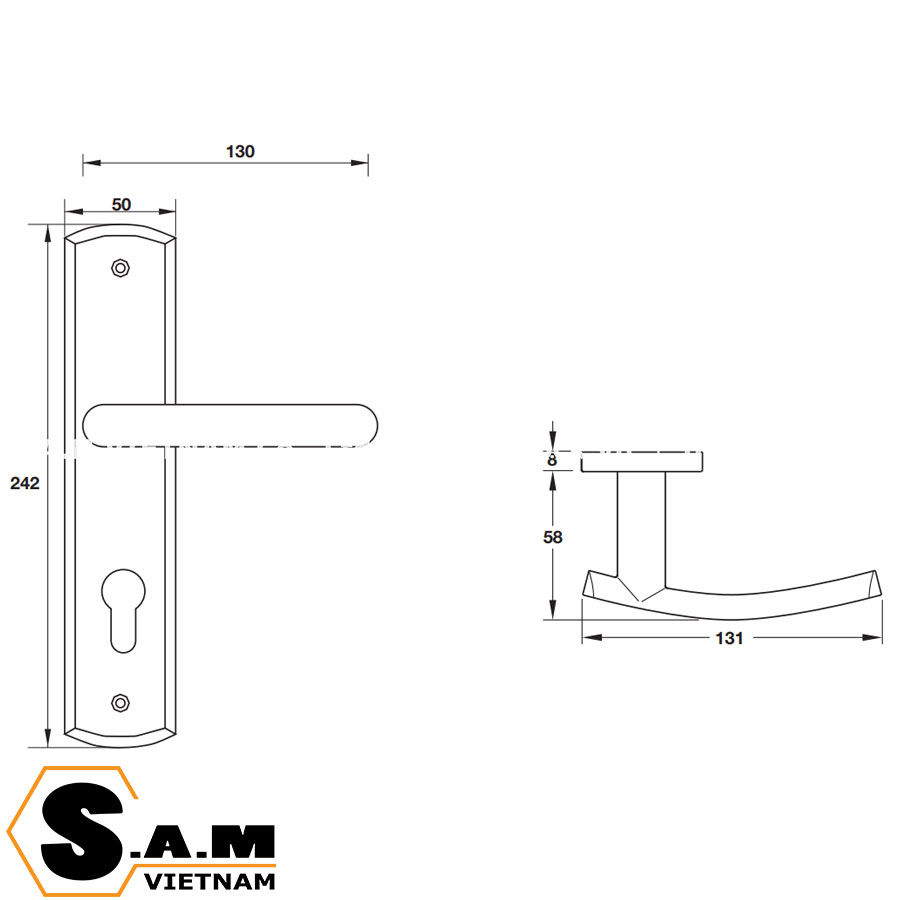 Cặp tay nắm gạt đế dài Hafele 903.78.588 Inox 316 mờ Cặp tay nắm gạt đế dài Hafele 903.78.588 Inox 316 mờ