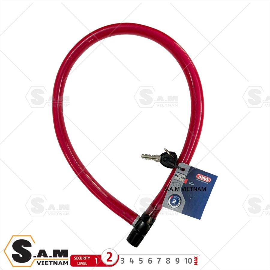 Khóa dây xe đạp 650/65 Red (Đỏ)