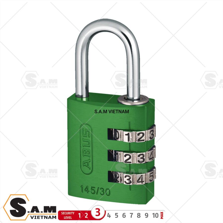 Khóa móc số Abus 145/30 màu xanh lá