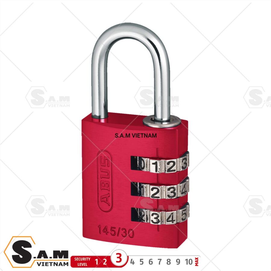 Khóa móc số Abus 145/30 màu đỏ