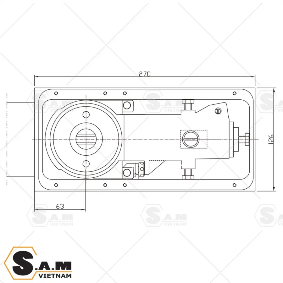 Kích thước thân bản lề sàn GMT H-220C