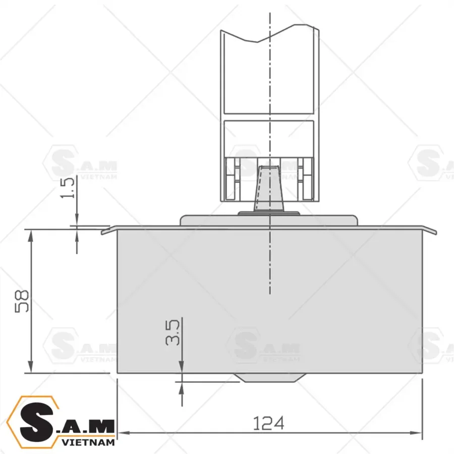Thông số kích thước thân bản lề sàn GMT S-2400Q