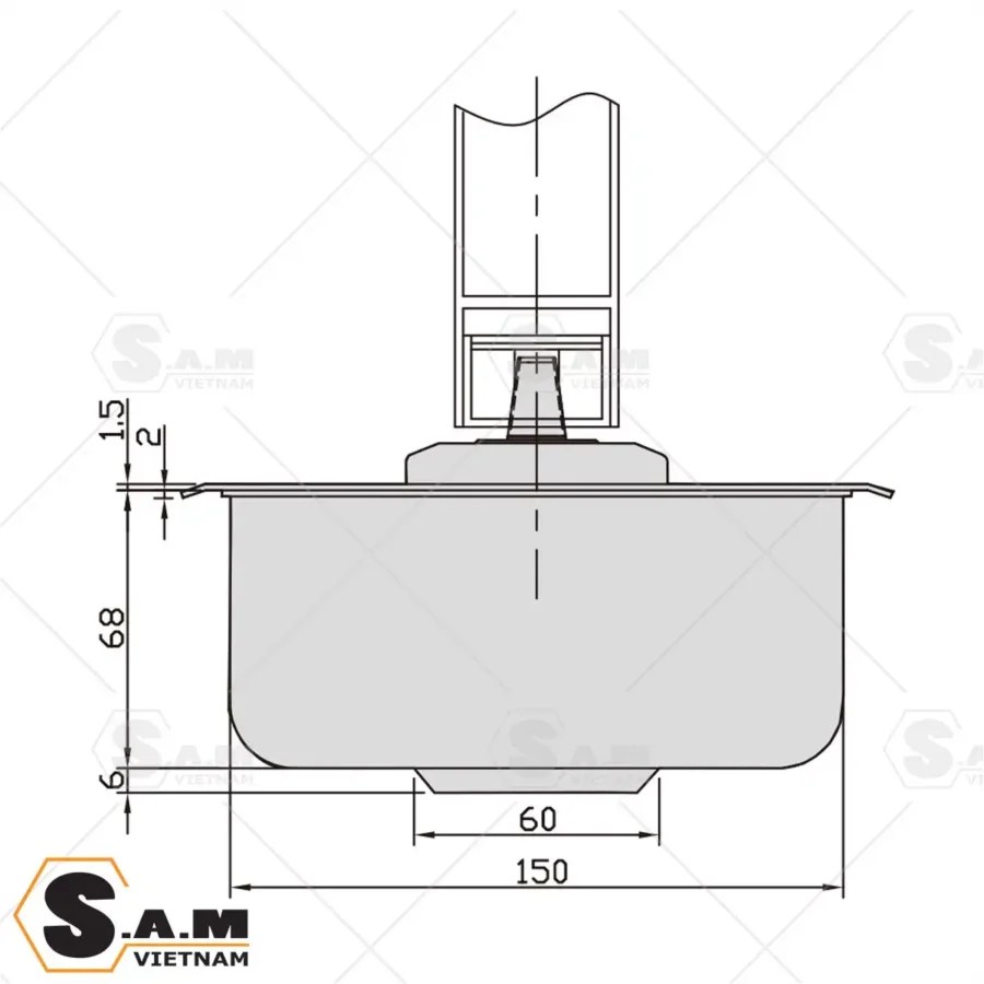 Kích thước thân bản lề sàn GMT S-2500