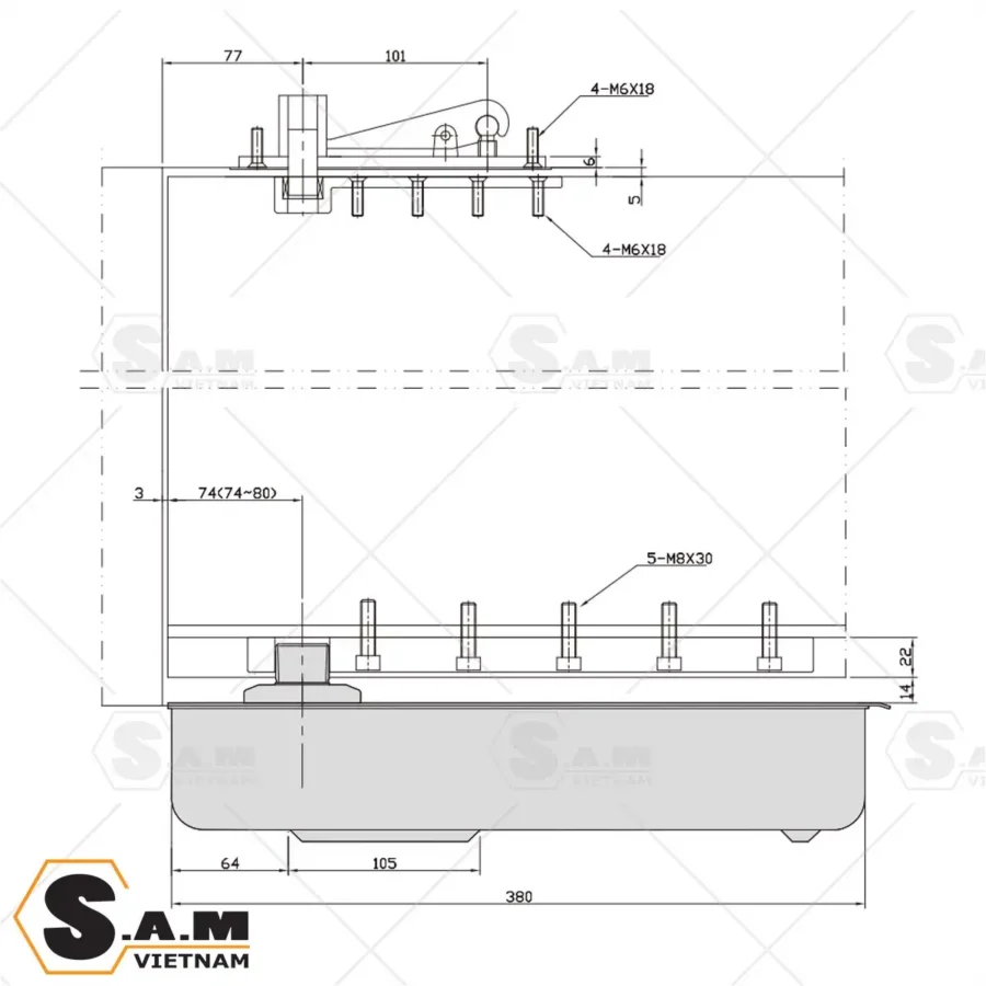 Kích thước bản lề sàn GMT S2500Q